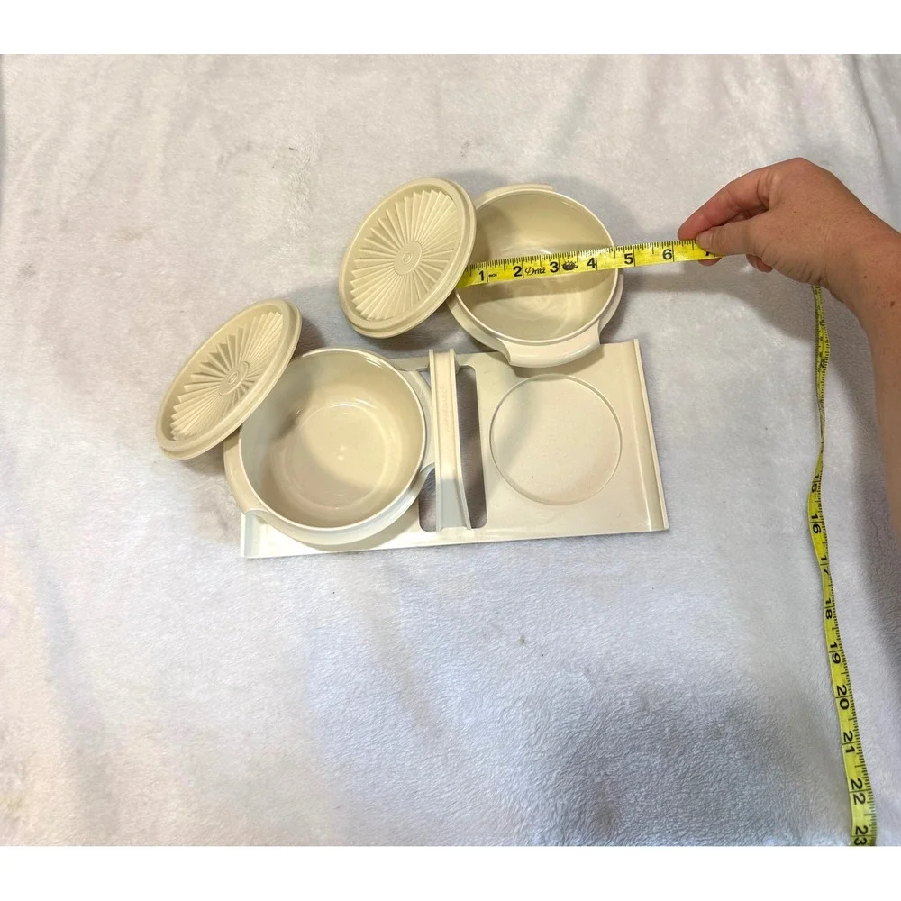 Vintage Tupperware Condiment Server Set Almond 1550-4 Tray 1323-14 Bowls 812-61